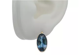 Aur galben 14K Acvamarin Cercei Vintage Craft  vec001y